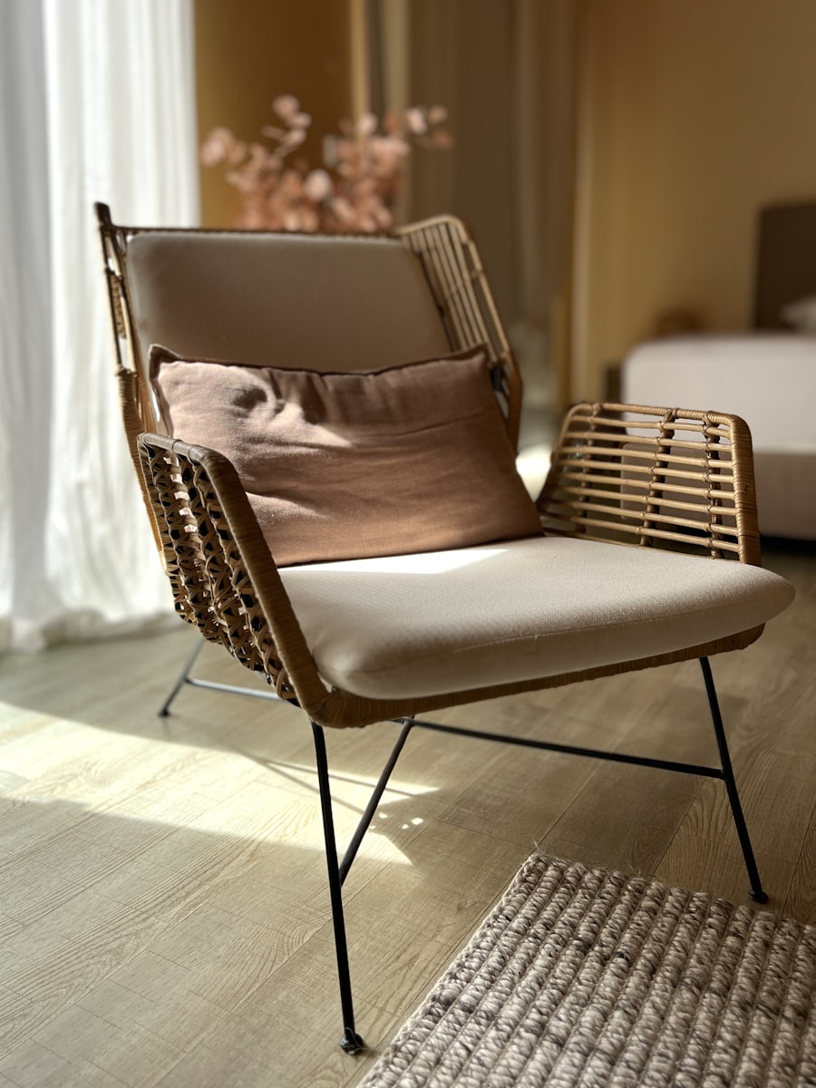 Wooden frame easy chair with fabric cushion - SLK Cane Furniture