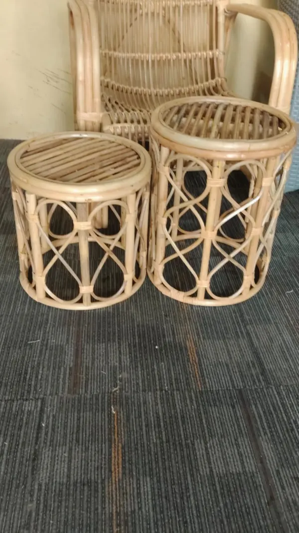 Bamboo Side Stools Set - SLK Cane Furniture