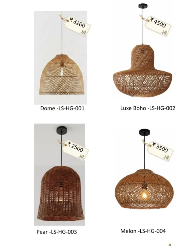 Cane Pendant Light Collection Set 1 - SLK Cane Furniture