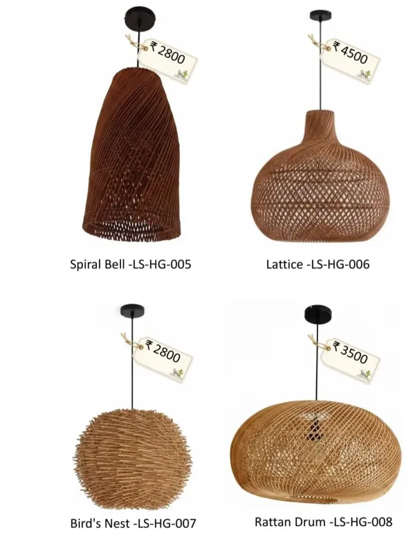 Cane Pendant Light Collection Set 2 - SLK Cane Furniture
