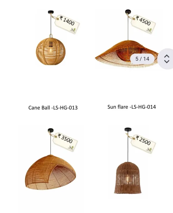 Cane Pendant Light Collection Set 4 - SLK Cane Furniture