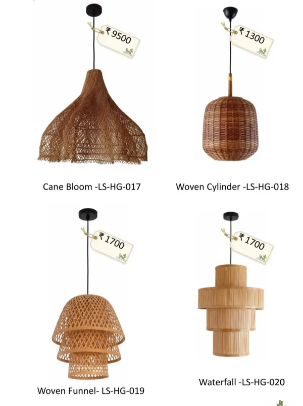 Cane Pendant Light Collection Set 5 - SLK Cane Furniture