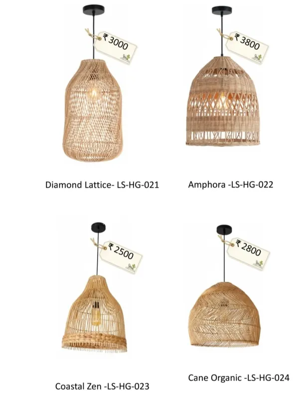 Cane Pendant Light Collection Set 6 - SLK Cane Furniture