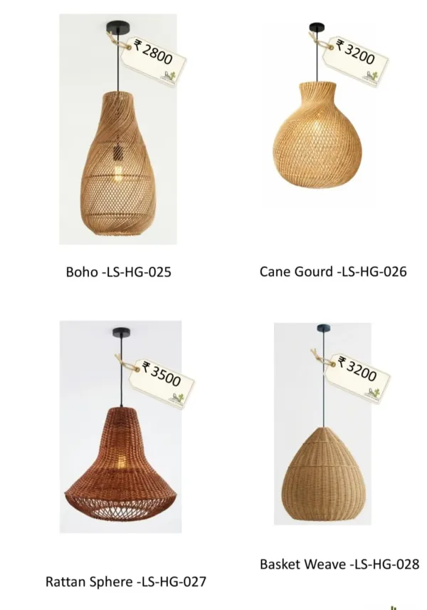 Cane Pendant Light Collection Set 7 - SLK Cane Furniture