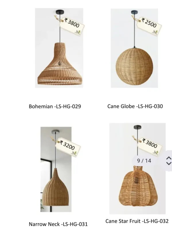 Cane Pendant Light Collection Set 8 - SLK Cane Furniture
