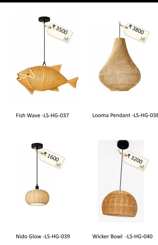 Cane Pendant Light Collection Set 9 - SLK Cane Furniture