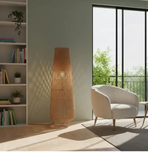 Cane Tapered Floor Lamp - SLK Cane Furniture
