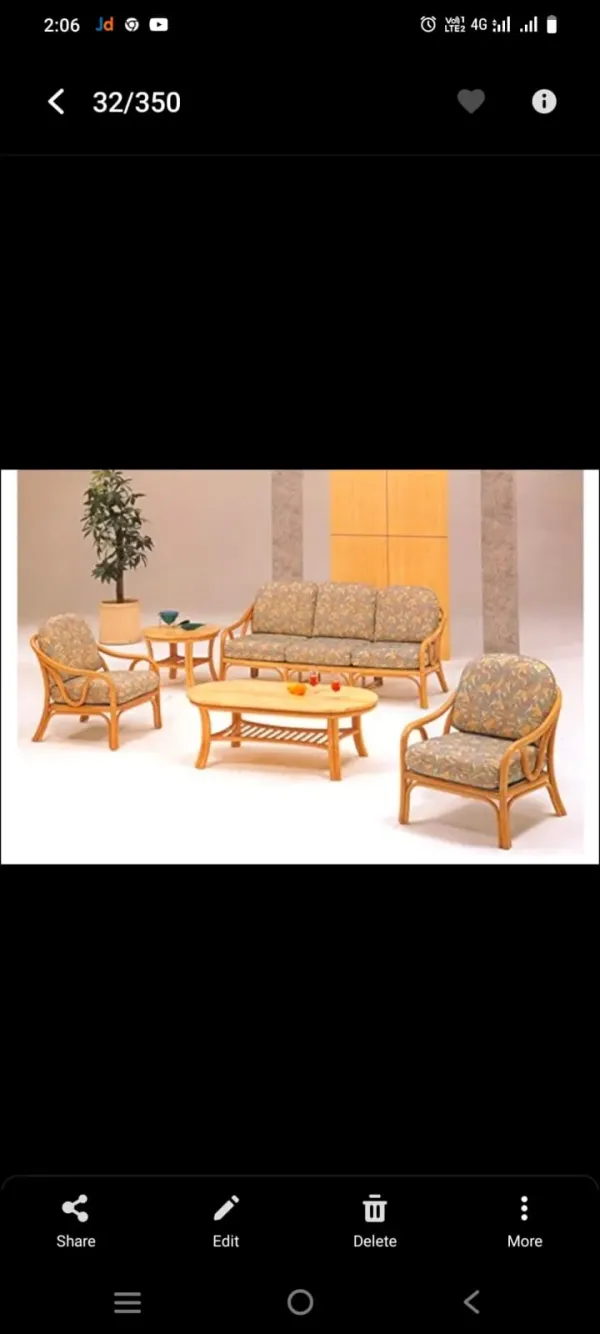 Classic Printed Cushion Cane Sofa Set - SLK Cane Furniture