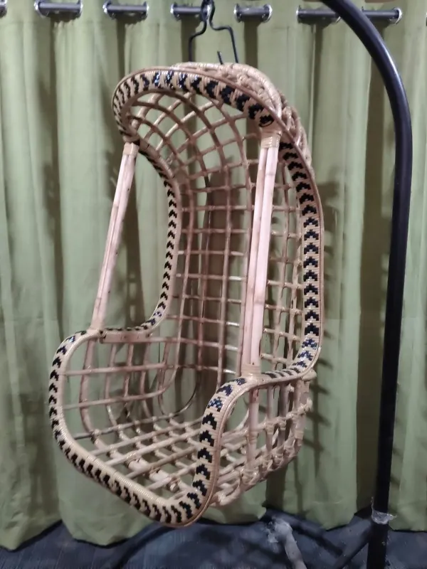 Hanging Cane Swing Jhula in black weave - SLK Cane Furniture