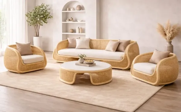 Luxury Cane Webbing Sofa Set - SLK Cane Furniture