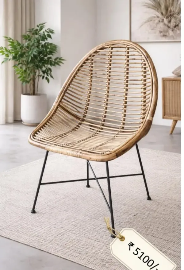Modern Cane Chair with Metal Legs - SLK Cane Furniture