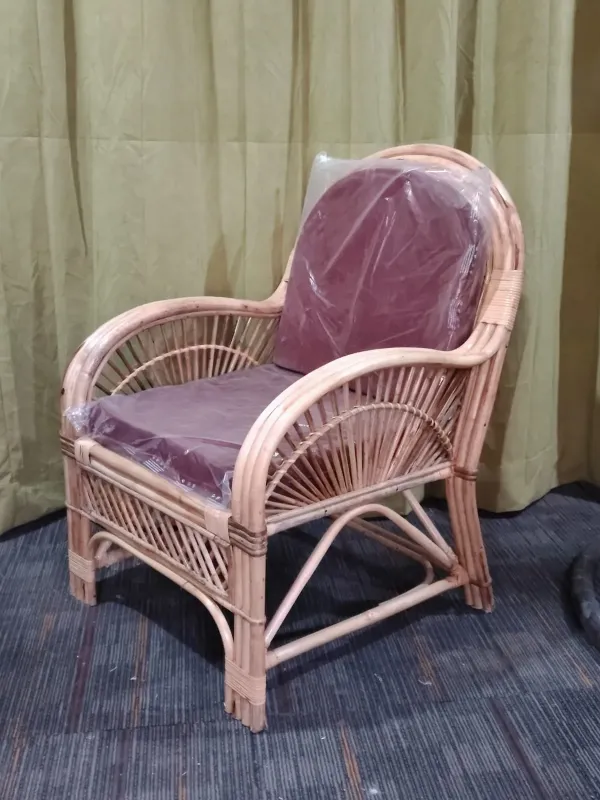 Traditional Cane Chair with maroon cushion - SLK Cane Furniture